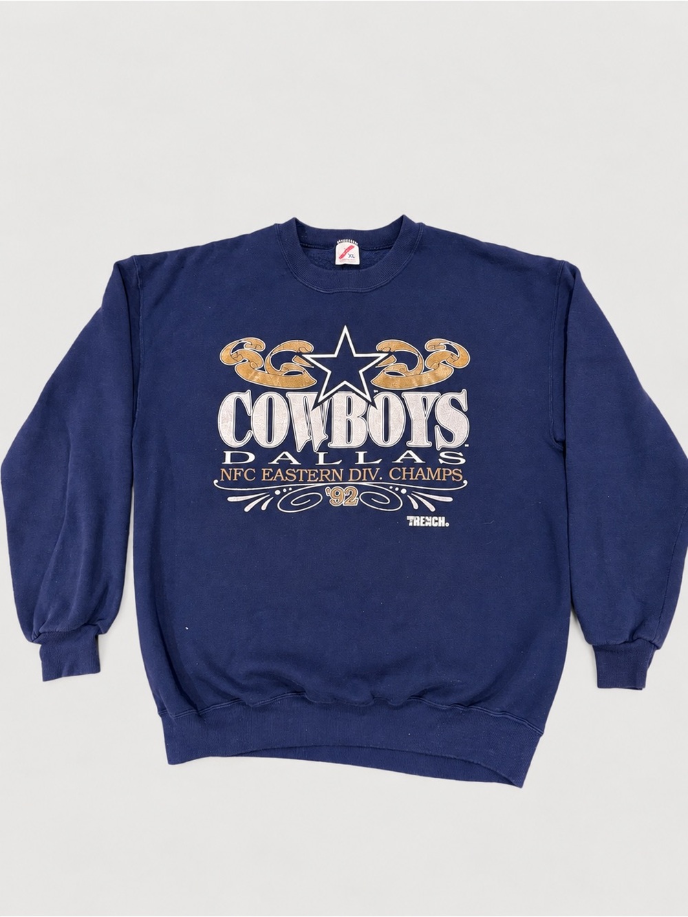 Jerzees Navy Dallas Cowboys Graphic Crewneck Sweatshirt with Gold Accents
